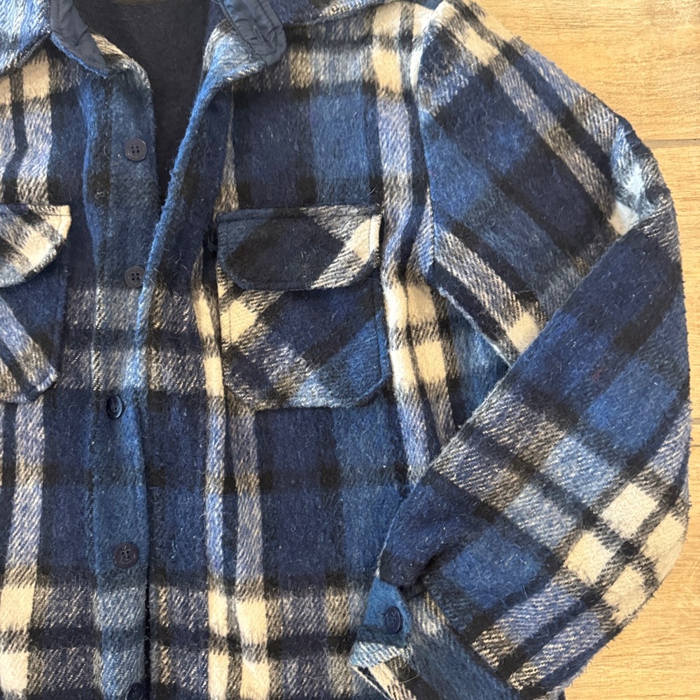 VanCort Blue and White flannel Shirt Jacket Shacket vintage small - Picture 3 of 10